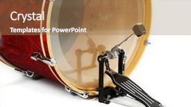  Presentation with drum - PPT theme featuring set of red drums isolated background and a coral colored foreground