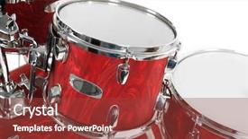  Presentation with drum - Presentation design having set of red drums isolated background and a tawny brown colored foreground
