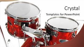  Presentation with drum - Presentation theme having set of red drums isolated background and a white colored foreground
