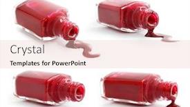  Presentation with nail - Amazing PPT theme having set of red nail polish pouring from overturned bottle isolated on white background backdrop and a lemonade colored foreground