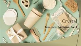  Presentation with bamboo cups - PPT theme having set-of-reusable-eco-friendly background and a soft green colored foreground