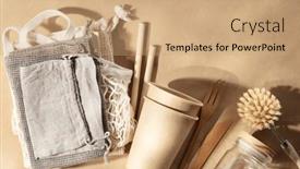  Presentation with bamboo cups - Slide set having set-of-reusable-eco-friendly background and a  colored foreground