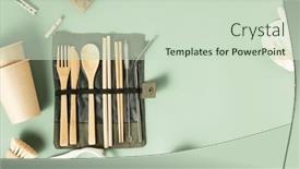  Presentation with bamboo cups - Slide set with set-of-reusable-eco-friendly background and a soft green colored foreground