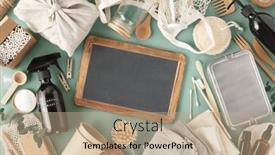  Presentation with bamboo cups - PPT layouts having set-of-reusable-eco-friendly background and a coral colored foreground