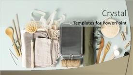  Presentation with reusable cup - Presentation design featuring set-of-reusable-eco-friendly background and a soft green colored foreground