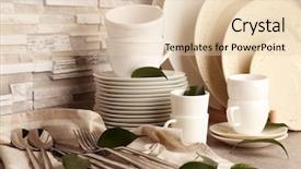  Presentation with brick - Beautiful presentation theme featuring set of rustic dinnerware backdrop and a lemonade colored foreground