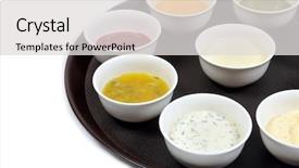  Presentation with soy sauce - Presentation theme featuring set of sauces ketchup mayonnaise background and a light gray colored foreground