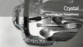  Presentation with grey - Slide deck having set of silverware on grey background and a gray colored foreground