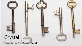  Presentation with house key - Audience pleasing presentation theme consisting of set of skeleton house key backdrop and a light gray colored foreground