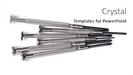  Presentation with set of sauces in white - Presentation consisting of set-of-small-screwdrivers background and a white colored foreground