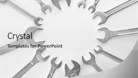  Presentation with set of sauces in white - PPT theme featuring set of spanners and screw background and a white colored foreground