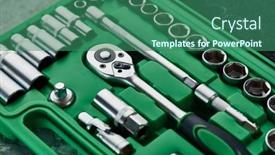  Presentation with green - PPT theme having set-of-spanners-with-ratchet background and a ocean colored foreground