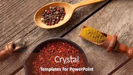  Presentation with turmeric - Presentation consisting of set-of-spices-and-herbs background and a tawny brown colored foreground