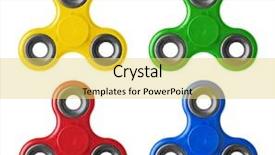  Presentation with set of sauces in white - Cool new slide deck with set of spinners isolated backdrop and a yellow colored foreground