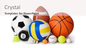  Presentation with set of sauces in white - Cool new PPT theme with set-of-sport-equipment-isolated backdrop and a sky blue colored foreground