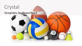  Presentation with equipment - Slide set consisting of set-of-sport-equipment-isolated background and a sky blue colored foreground