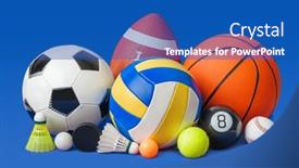  Presentation with sport blue - Slides having set-of-sport-equipment-isolated background and a ocean colored foreground