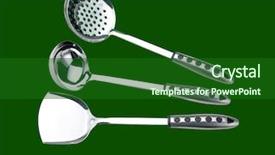  Presentation with stainless steel - Cool new presentation theme with set of stainless steel kitchenware backdrop and a forest green colored foreground