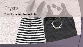  Presentation with carpet - Theme with set of stylish female clothes and accessories on fluffy carpet background and a lemonade colored foreground