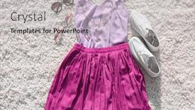  Presentation with carpet - Amazing slides having set of stylish female clothes and accessories on fluffy carpet backdrop and a light gray colored foreground