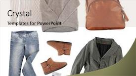  Presentation with clothes - Slide deck consisting of set of stylish winter clothes background and a mint green colored foreground