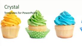  Presentation with cupcakes - Amazing presentation theme having set of tasty colorful cupcakes backdrop and a soft green colored foreground
