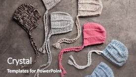  Presentation with newborn - Audience pleasing slide deck consisting of set of tender knitted hats backdrop and a gray colored foreground