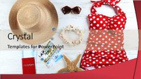  Presentation with holidays - Audience pleasing slide deck consisting of set of things for summer backdrop and a coral colored foreground