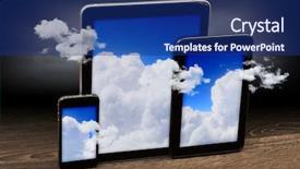  Presentation with catheter medical devices - Slide set having set of three computer devices background and a  colored foreground