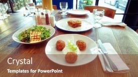  Presentation with greek - PPT layouts enhanced with set-of-three-greek-dishes background and a tawny brown colored foreground