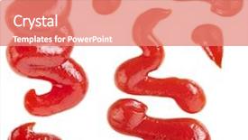  Presentation with tomato ketchup - Colorful slide set enhanced with set of tomato sauce ketchup backdrop and a coral colored foreground