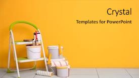  Presentation with repair - Colorful PPT layouts enhanced with set of tools and paints backdrop and a light gray colored foreground