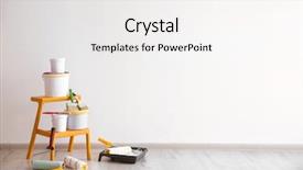  Presentation with repair - Colorful slide set enhanced with set of tools and paints backdrop and a white colored foreground