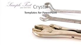  Presentation with tools - PPT theme consisting of set-of-tools-isolated background and a  colored foreground