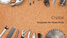  Presentation with cork - Beautiful slide set featuring set of tools on cork panel background with copy space backdrop and a coral colored foreground