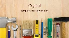  Presentation with wood tools - Audience pleasing PPT theme consisting of set of tools on wood backdrop and a lemonade colored foreground