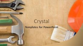  Presentation with wood tools - PPT layouts enhanced with set-of-tools-on-wood background and a coral colored foreground