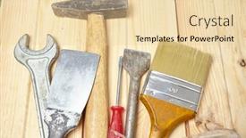  Presentation with wood tools - Presentation with set-of-tools background and a lemonade colored foreground