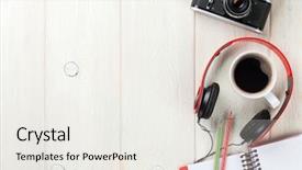  Presentation with space travel - Amazing presentation having set of travel stuff camera backdrop and a white colored foreground