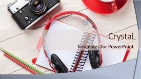  Presentation with space travel - Presentation design enhanced with set of travel stuff camera background and a lemonade colored foreground