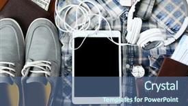  Presentation with asia trip - Cool new PPT theme with set of trip stuff closeup backdrop and a ocean colored foreground