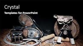  Presentation with weightlifting barbell - Colorful PPT theme enhanced with set-of-used-run-down backdrop and a black colored foreground