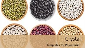  Presentation with beans legumes - PPT layouts with set of various dried kidney background and a coral colored foreground