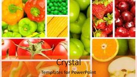  Presentation with fruit - Cool new slides with set of various fruit backdrop and a gold colored foreground