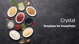  Presentation with dark space - Beautiful slide deck featuring set-of-various-sauces-popular backdrop and a dark gray colored foreground