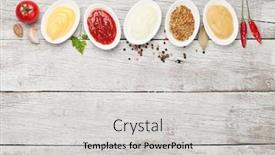  Presentation with sauces - Slide deck having set-of-various-sauces-popular background and a light gray colored foreground