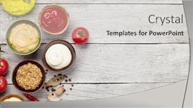  Presentation with sauces - Slide set featuring set-of-various-sauces-popular background and a light gray colored foreground
