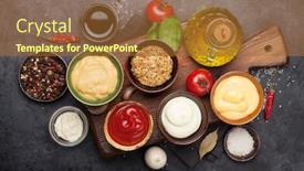  Presentation with sauces - Slide set with set-of-various-sauces-popular background and a red colored foreground