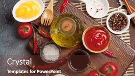  Presentation with sauces - Slide deck consisting of set-of-various-sauces-popular background and a tawny brown colored foreground