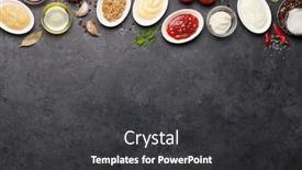  Presentation with dark space - Beautiful slides featuring set-of-various-sauces-popular backdrop and a dark gray colored foreground